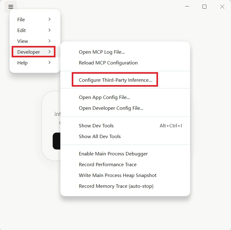 Developer menu entry